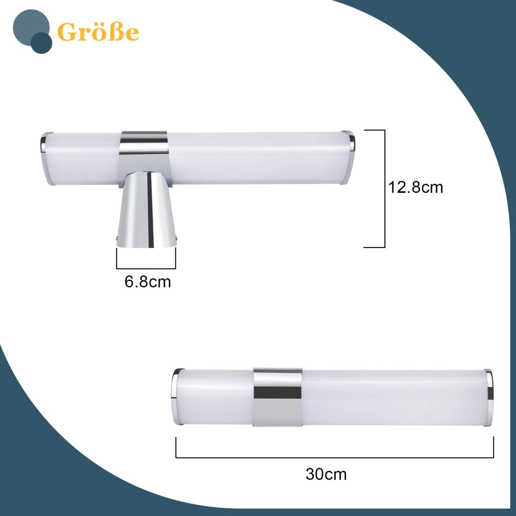 ZMH Lampada da specchio LED per Specchio 6W 35cm IP44 Cromata Moderna Luce Neutra 4000K per Cantina Cucina Armadio