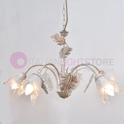 SYBILLA Lampadario a 5 Luci in Ferro Stile Rustico Floreale