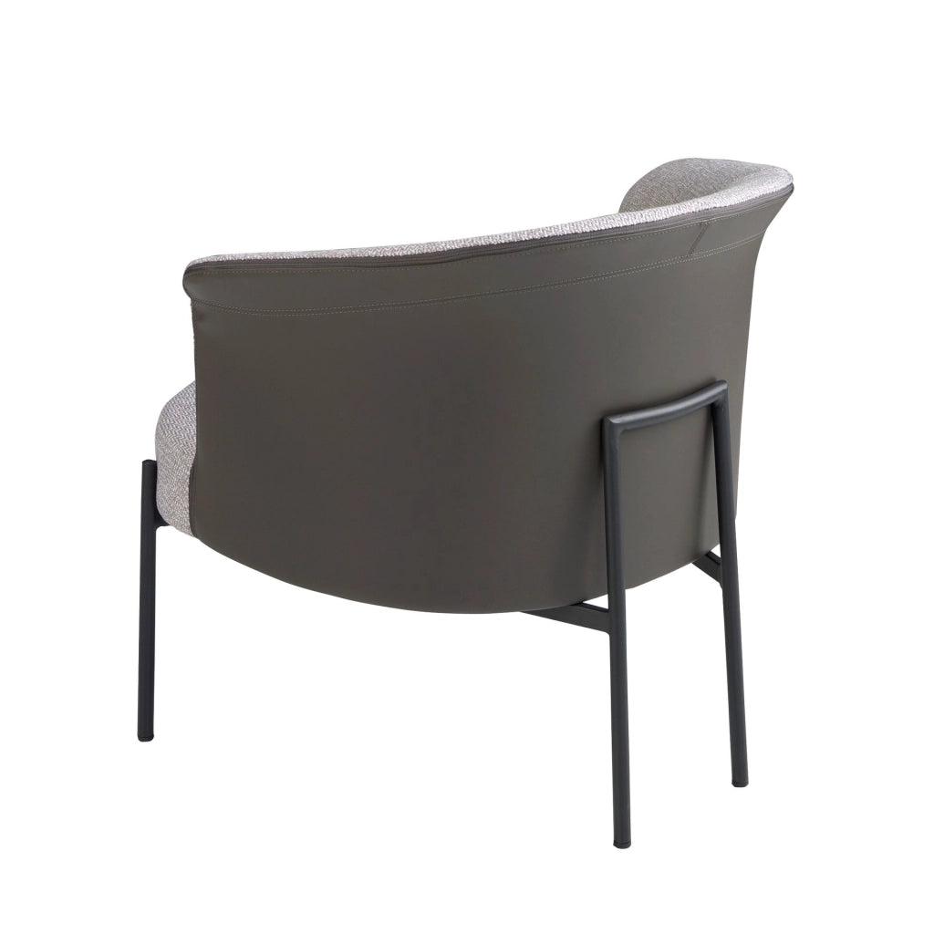 Poltrona in tessuto grigio e similpelle grigio scuro
