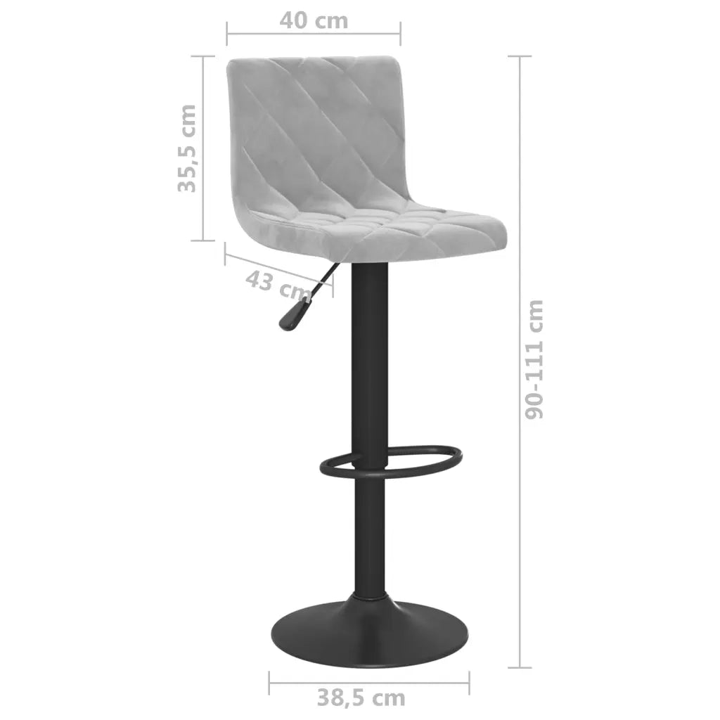 Sgabelli da Bar 2 pz Grigio Chiaro in Velluto 333731