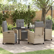 Set da Pranzo per Giardino con cuscino 5 pcs Beige polyrattan 3380452