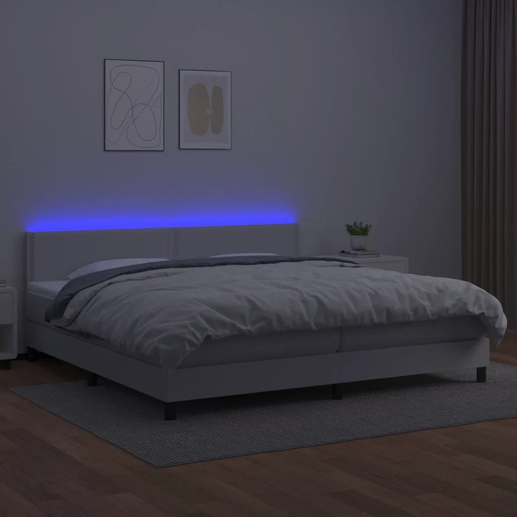 Giroletto Molle con Materasso e LED Bianco 200x200cm Similpelle 3134184