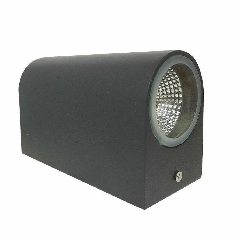 Trade Shop - Applique Doppia Luce Led 10w Nero Bianco Lampada Parete Up Down Faretto Esterno - Nero-bianco Freddo      -