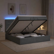 Letto Ottomano con Materasso e LED Grigio Scuro 200 x 200 cm 3458098