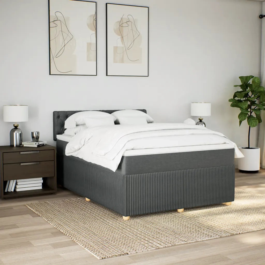 Giroletto a Molle con Materasso Grigio Scuro 140x200cm Tessuto 3289787