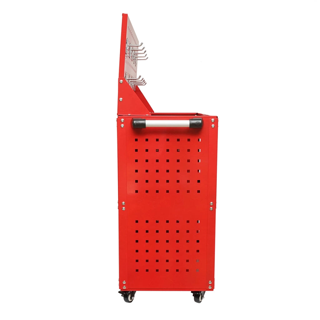 Carrello metallico su ruote con 3 ripiani e pannello con supporti per attrezzi 660x360x1080mm