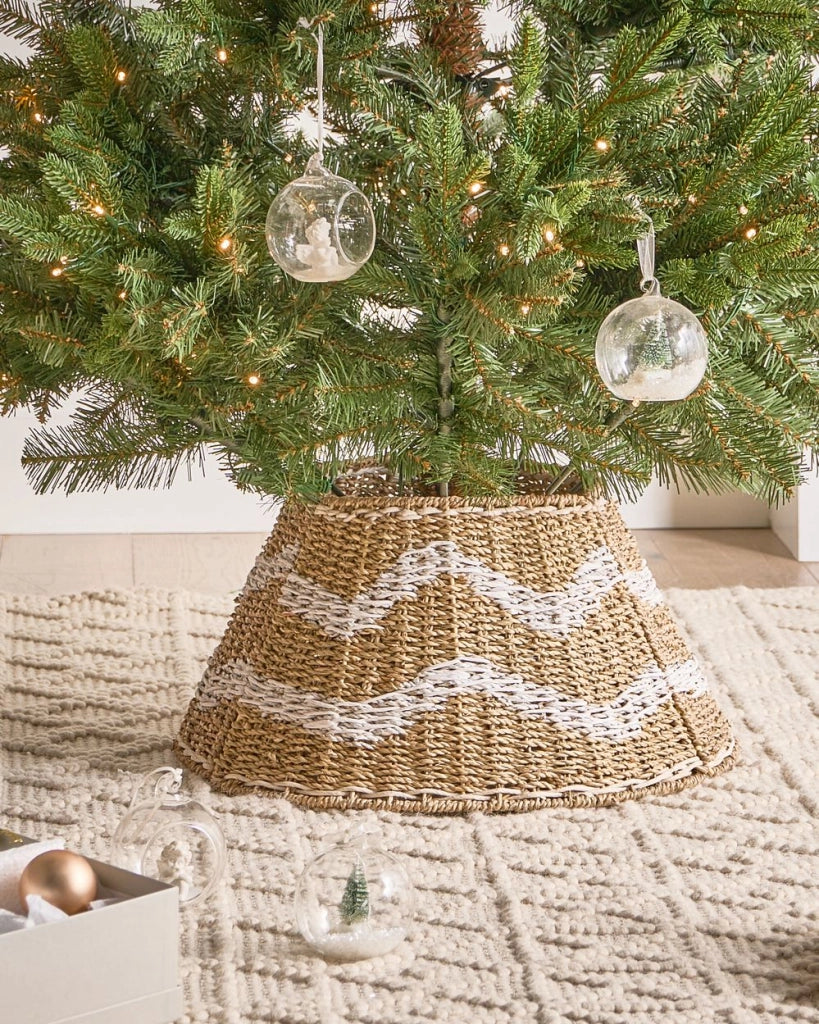 Collare dell'albero di Natale naturale con seagrass bianco ⌀ 43 cm Accessori rotondi fatti a mano