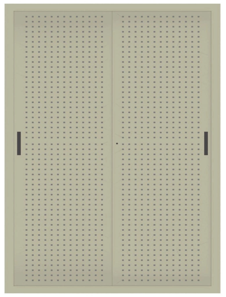 Armadio da ufficio con ante forate e ripiani interni di metallo per archivio documenti cm. 150x37,5x200H