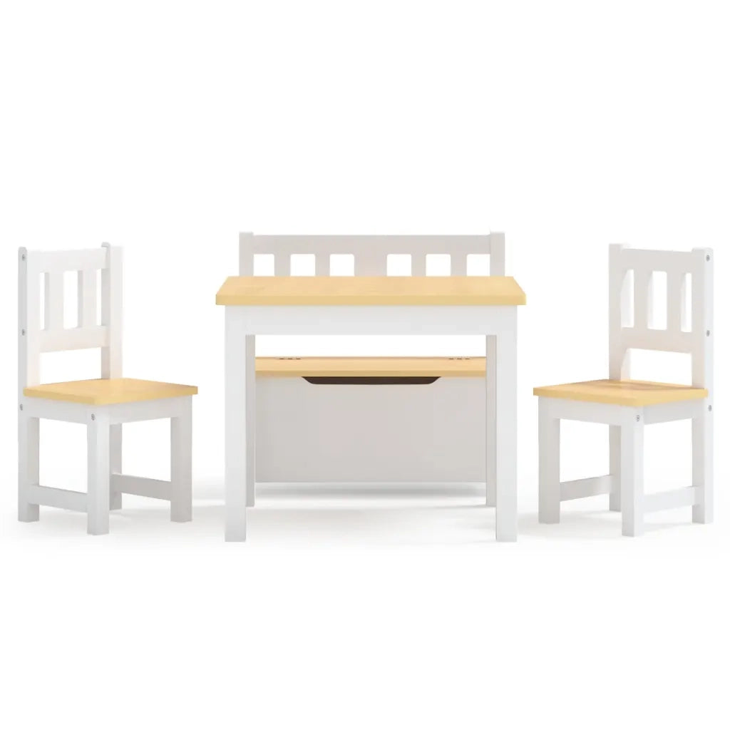 Set Tavolo e Sedie per Bambini 4 Pezzi Bianco e Beige in MDF 10412
