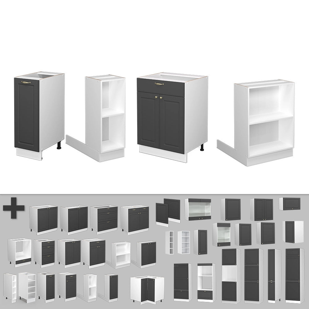 Vicco Isola cucina Antracite-Oro/Bianco 90 cm con cassetto, senza piano di lavoro