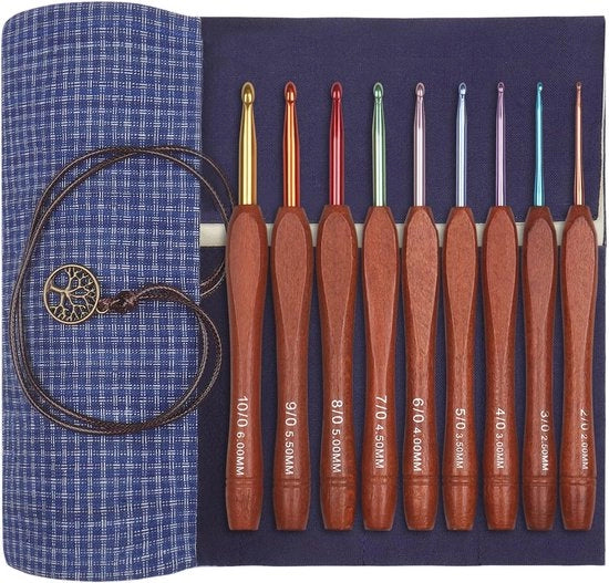 Set di ago per legno con manico ergonomico e borsa di stoccaggio per principianti e esperte di maglia