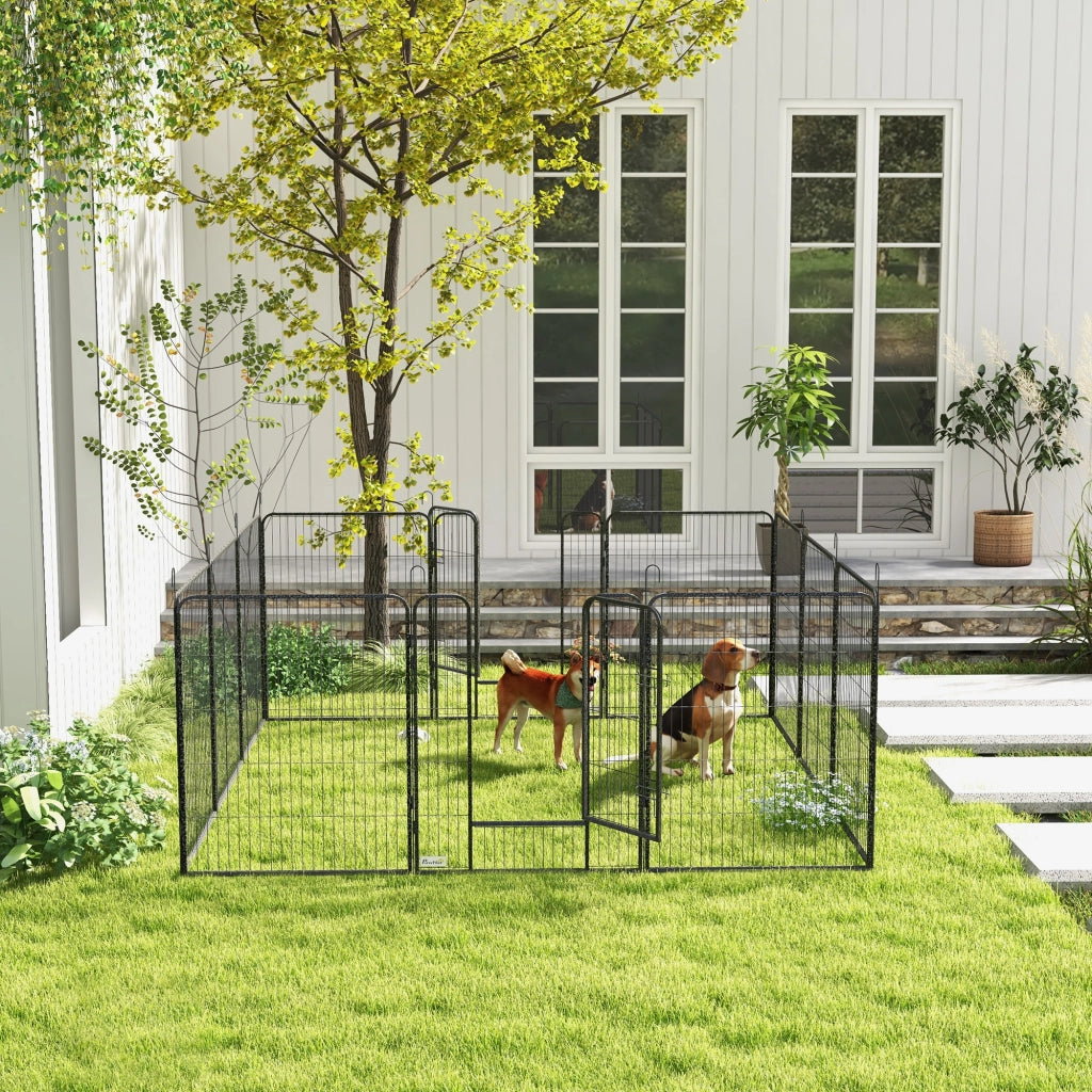 Recinto per Cani Modulabile a 12 Pannelli ¨C Zephmum ¨C Grigio 80x100 cm Pieghevole