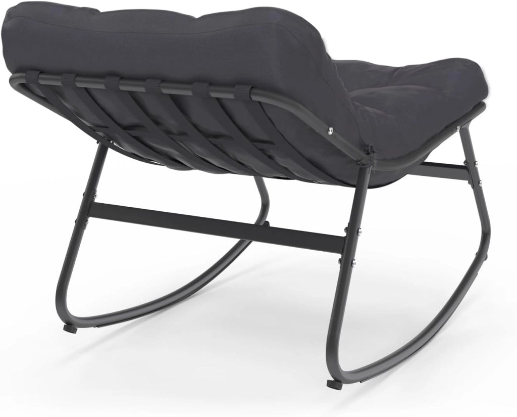 Set di 2 sedie a Dondolo da Giardino Arona in Grigio Antracite con Cuscini Grigi