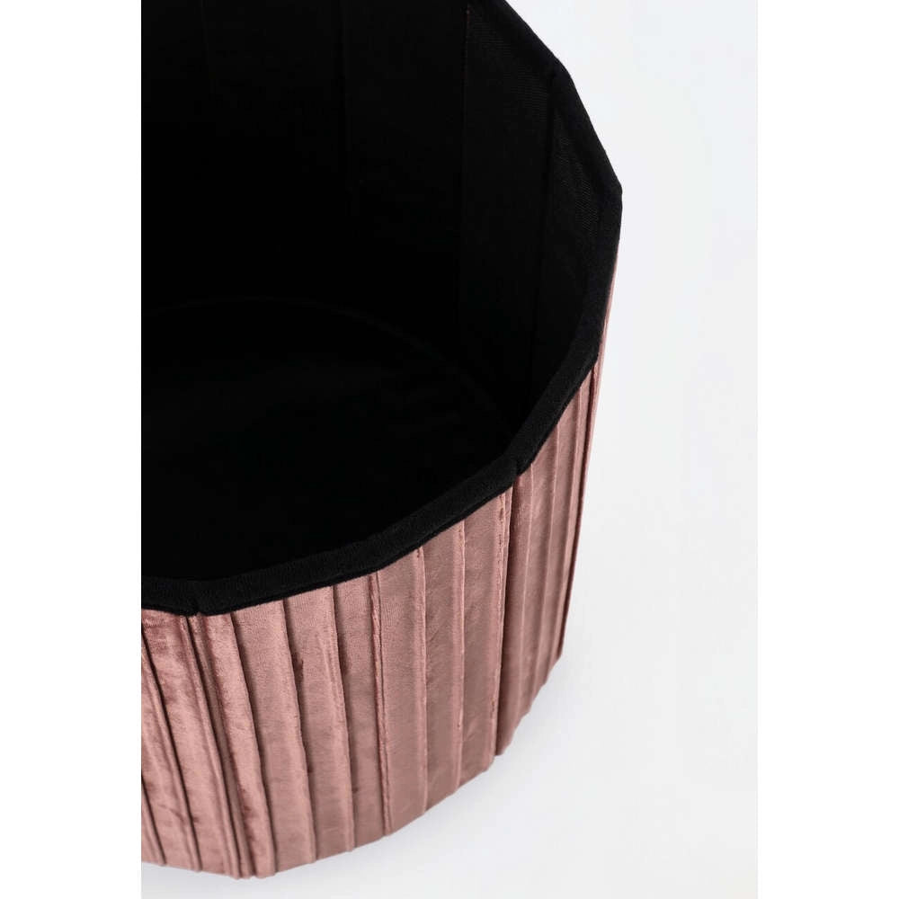 Pouf Contenitore Rotondo in Velluto Rosa Antico Jocelyn Bizzotto