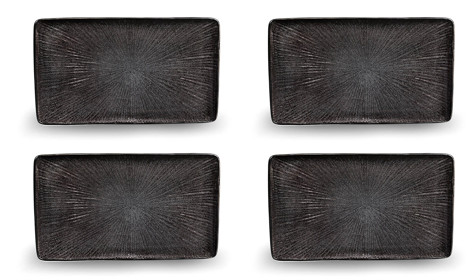 Set 4 Piatti Rettangolari 30x18x2,5 cm in Gres Kaleidos Sirius Neri