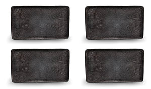 Set 4 Piatti Rettangolari 30x18x2,5 cm in Gres Kaleidos Sirius Neri