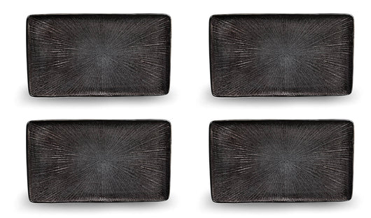 Set 4 Piatti Rettangolari 30x18x2,5 cm in Gres Kaleidos Sirius Neri