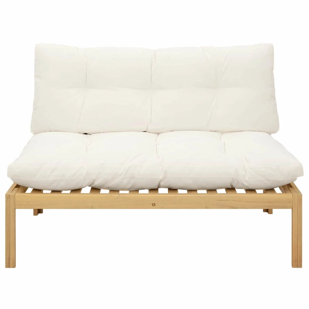Salotto da Giardino-Divano componibile Centrale Acacia Chiaro e Bianco Crema 494100