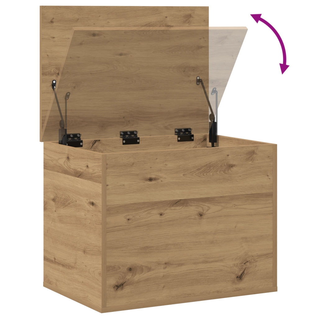 Scatola di Stoccaggio  con Coperchio Rovere Artigianale 60x42x46 cm Legno Ingegnerizzato