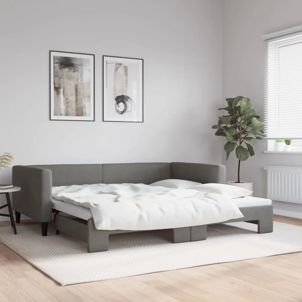 Divano Letto con Letto Estraibile Grigio Scuro 100x200 Tessutocod mxl 106595