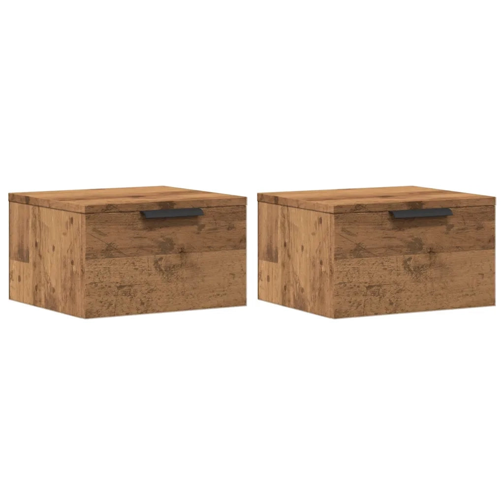 Comodini a Muro 2 pz-Set di 2 Tavolino da notte Rovere Artigianale 34x30x20 cm