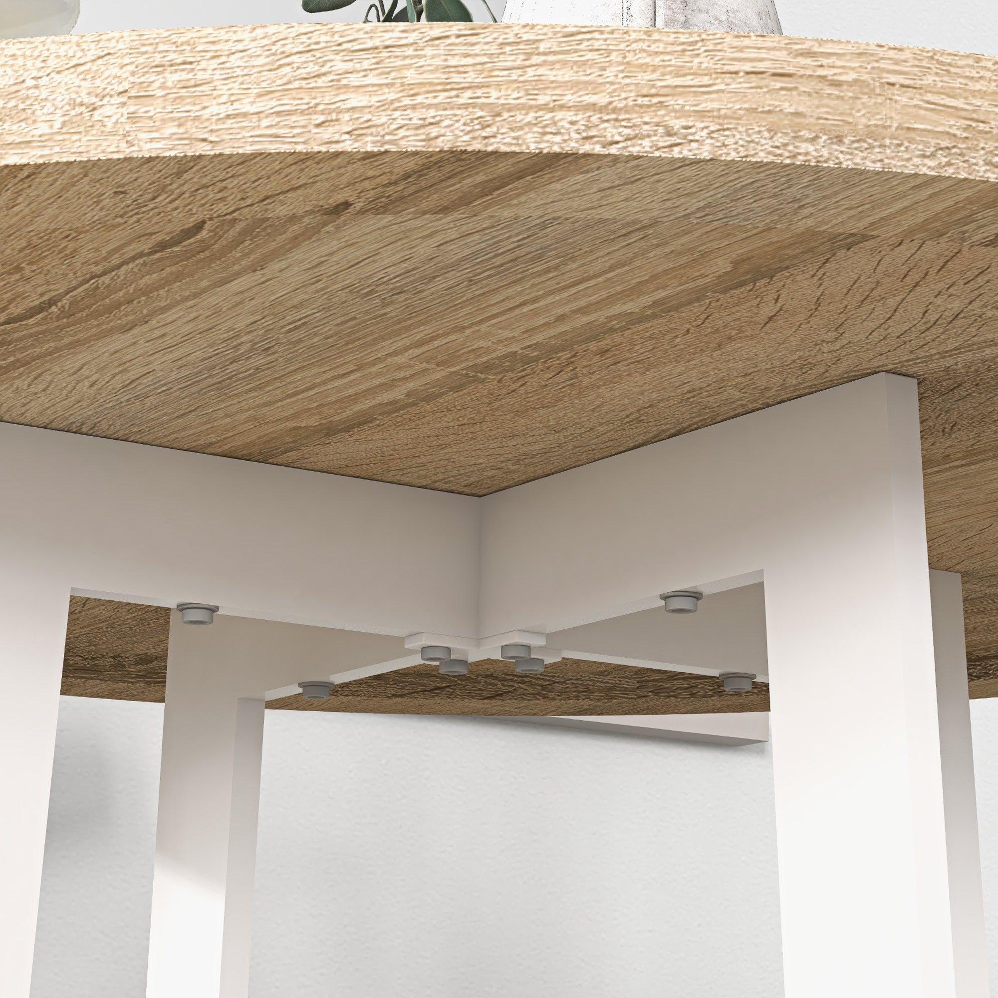 Tavolo da Pranzo Rotondo Moderno per 4 Persone Ø100x75 cm in MDF e Acciaio colore Legno Naturale e Bianco