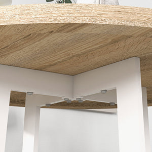 Tavolo da Pranzo Rotondo Moderno per 4 Persone Ø100x75 cm in MDF e Acciaio colore Legno Naturale e Bianco