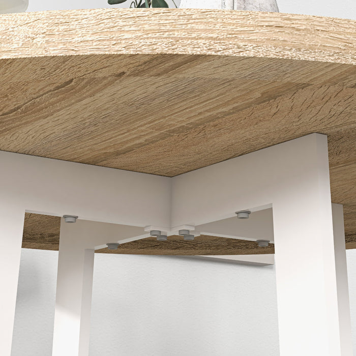 Tavolo da Pranzo Rotondo Moderno per 4 Persone Ø100x75 cm in MDF e Acciaio colore Legno Naturale e Bianco