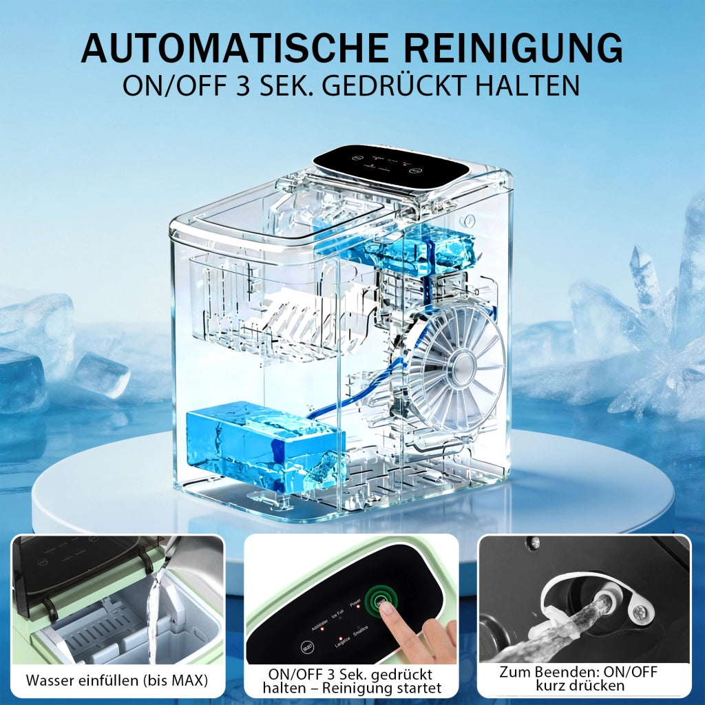 ZMH Macchina per il ghiaccio verde capacità 1.3L 9 cubetti di ghiaccio in 6 minuti 14 kg/24 ore silenzioso per cucina