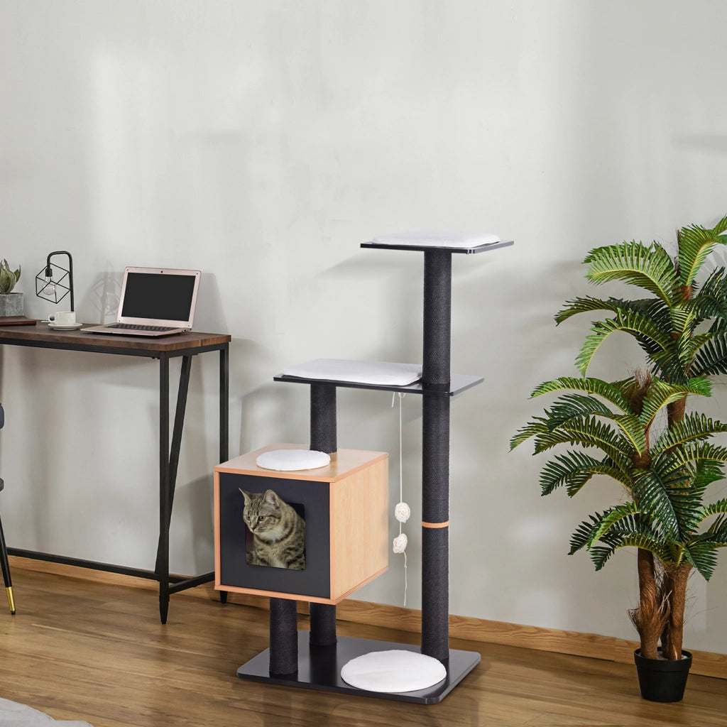 Arbre ¨¤ chats con griffoir e piattaforme ¨C zephmum ¨C MDF nero 71.5x49.5x120 cm