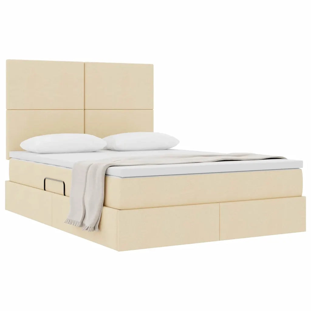 Letto con contenitore e materasso Crema 140 x 190 cm Poliestere 3371719