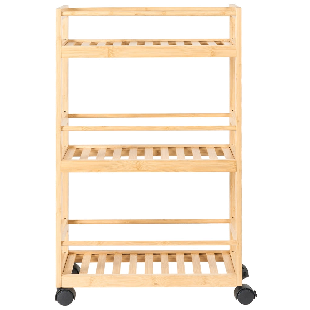 Carrello da bagno in legno di bambù marrone chiaro a 3 ripiani Design