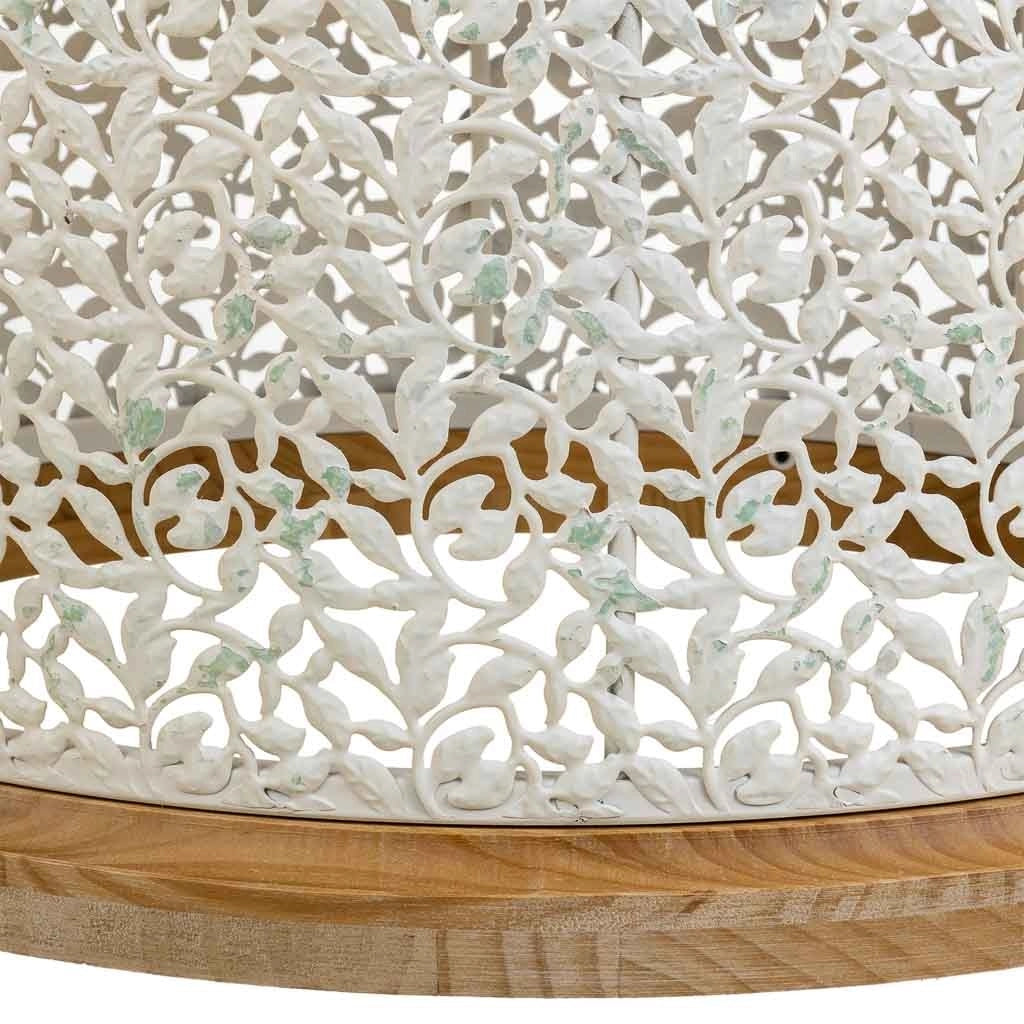 Tavolino in legno bianco e metallo 63,5x63,5x46,5h