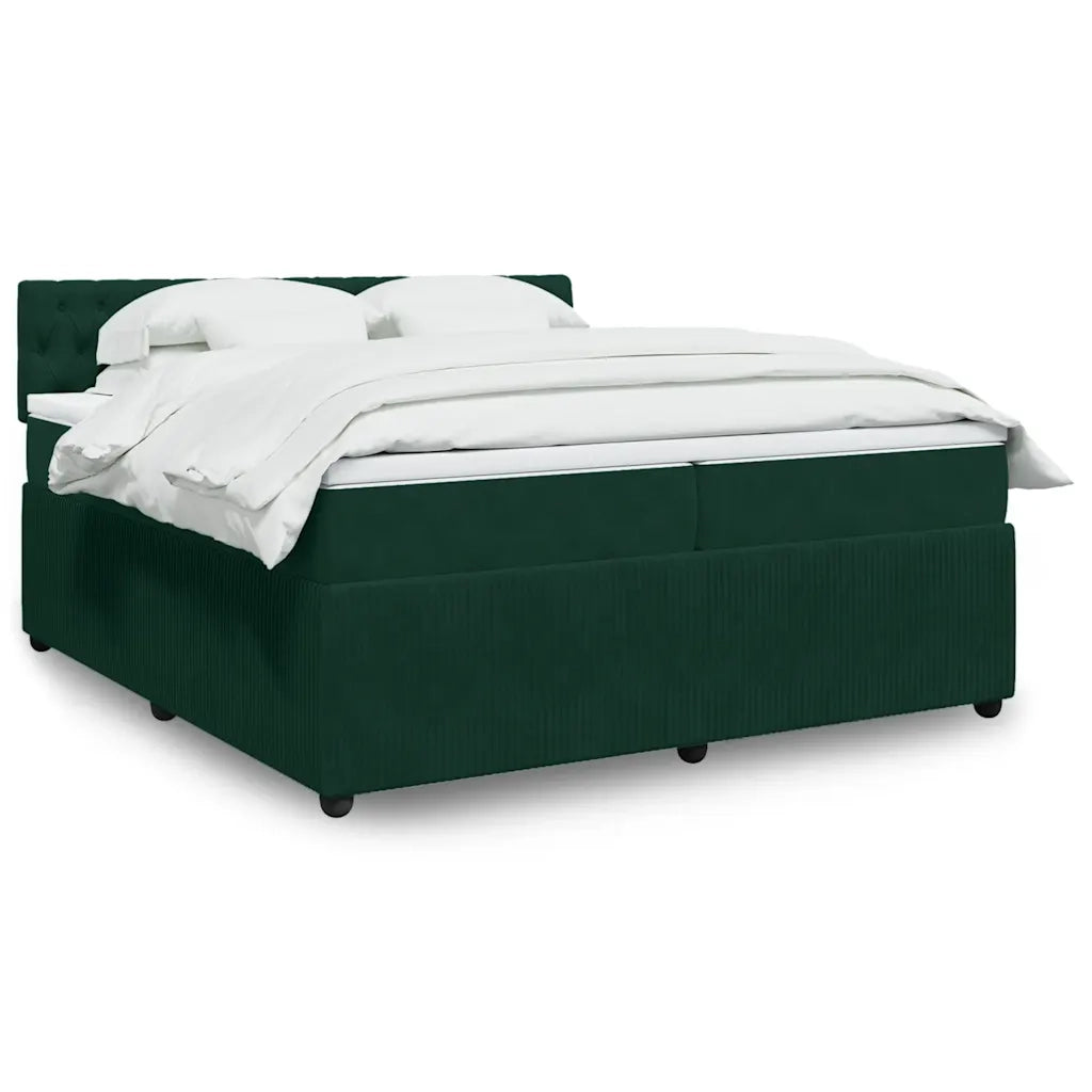 Giroletto a Molle con Materasso Verde Scuro 200x200 cm Velluto