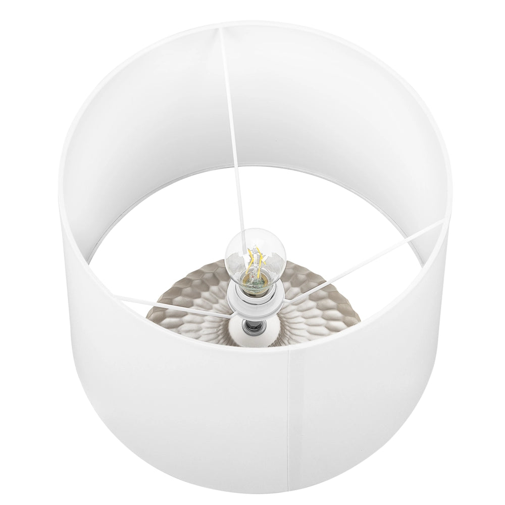 Lampada da Comodino dorato Base Rotonda Paralume Bianco abat jour