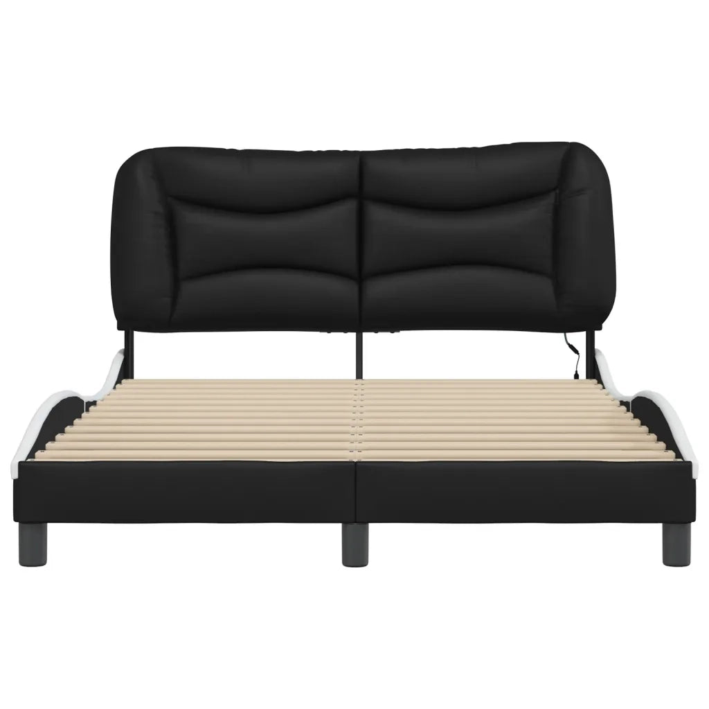 Giroletto con LED senza Materasso-Struttura Letto Hvar Nero e Bianco 120x200 cm