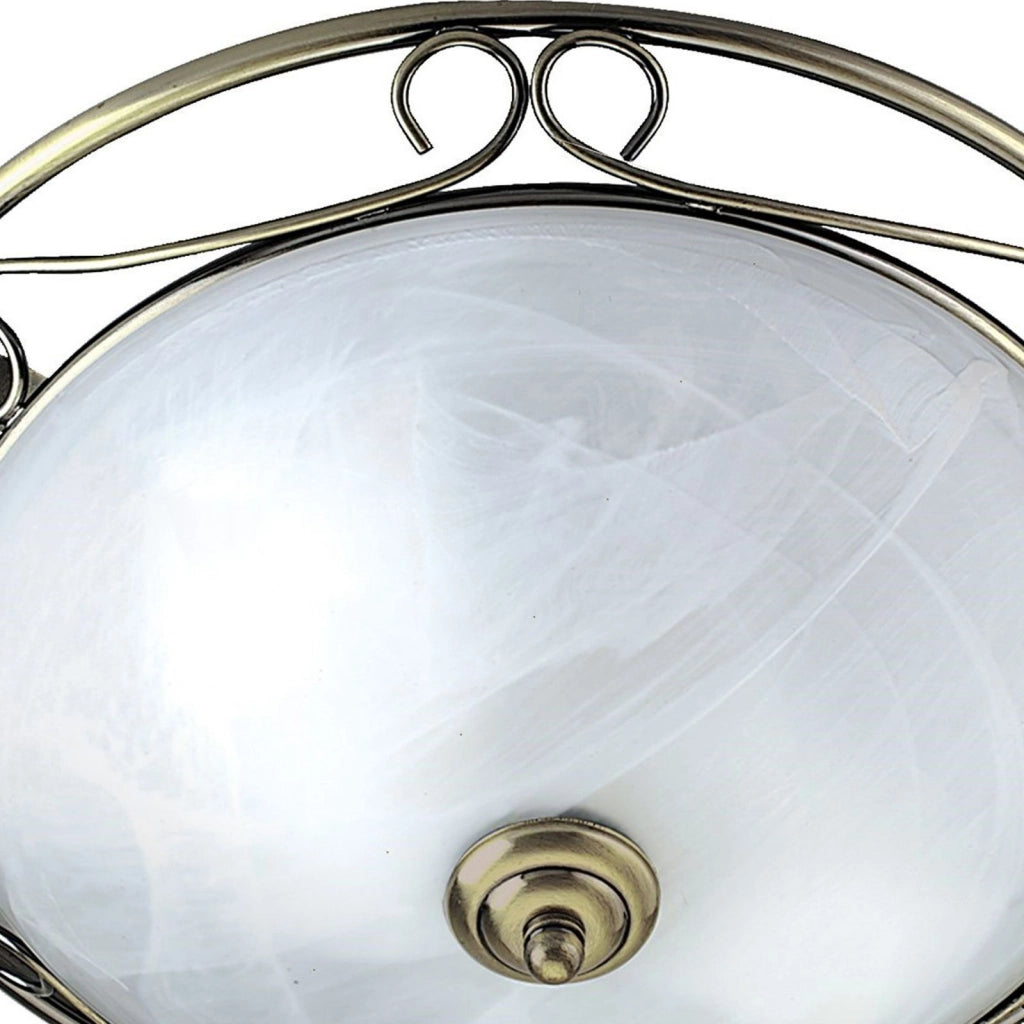 Weybridge Ceiling Flush - Ottone antico e vetro alabastro
