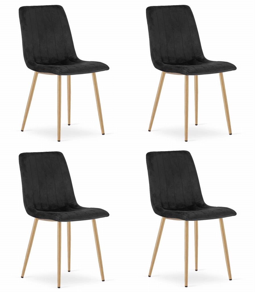 Sedie Valora JEWA - Sedili in velluto nero con gambe color legno x4