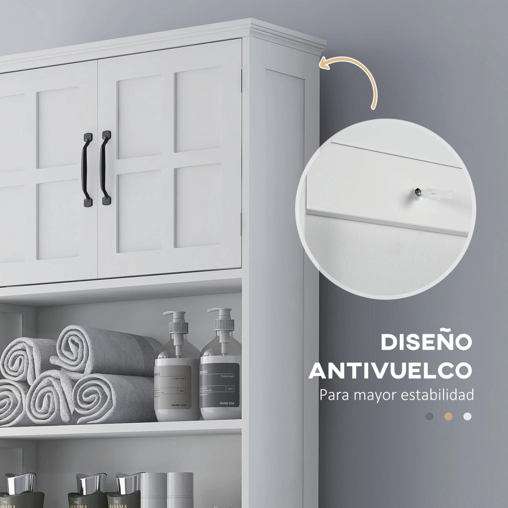 Mobile Bagno Sospeso con Ante e Ripiani ¨C Zephmum ¨C 66x23x178 Bianco