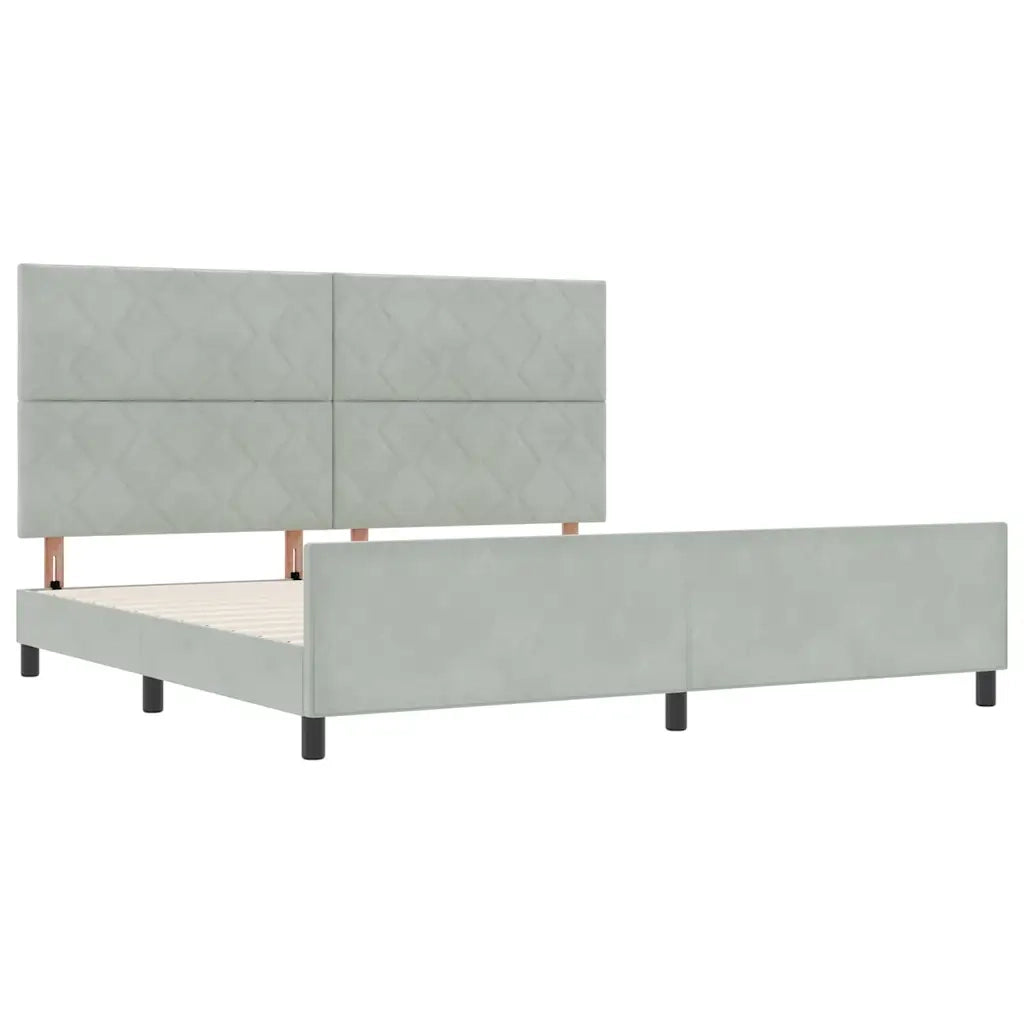 Letto a molle con testiera Grigio chiaro 200 x 200 cm Velluto