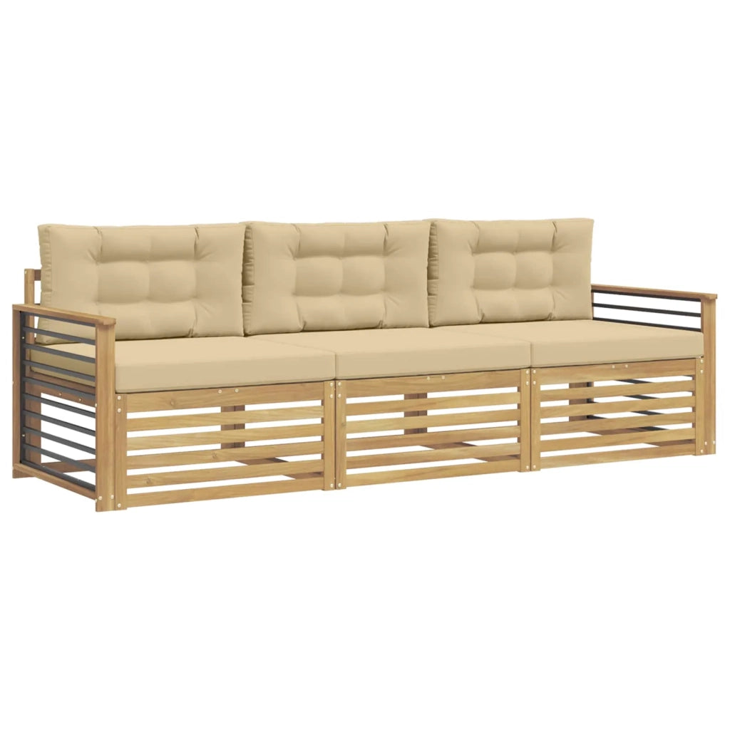 Set di divani da esterno 3 pz Bianco e Beige Poliestere 3389978