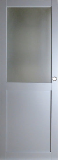 Porta scorrevole Athena Style Atelier En Enrobe Gris Clair Largeur 83 + Rail Alu Bandeau Noir