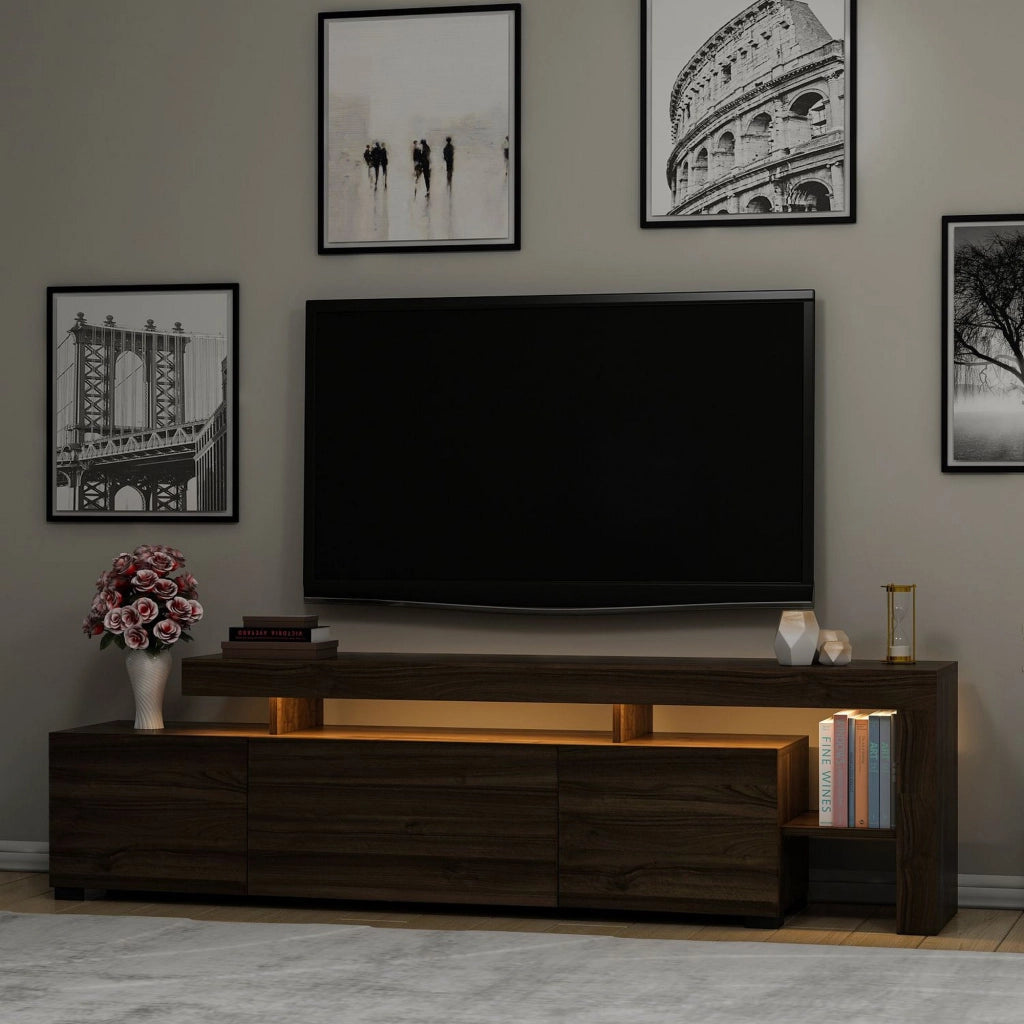 Trasacco, Mobile Porta tv un Ripiano, 192x37x53h cm Marrone Noce