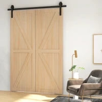 Kit di Binari per Porte da Fienile Scorrevoli Pieghevoli in Acciaio per 2 Porte 152,5 cm