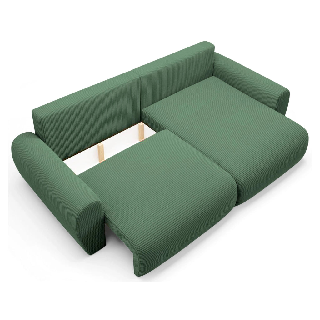 Paullo, Divano Letto con Penisola Contenitore, 253x153 cm Verde