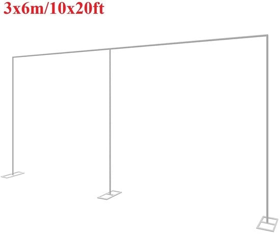Pavilione in Metallo per Matrimoni 3x6m/10x20ft Stand di Fondo per Fotografia con Struttura e Tendaggio per Decorazioni con Ballooni e Fiori