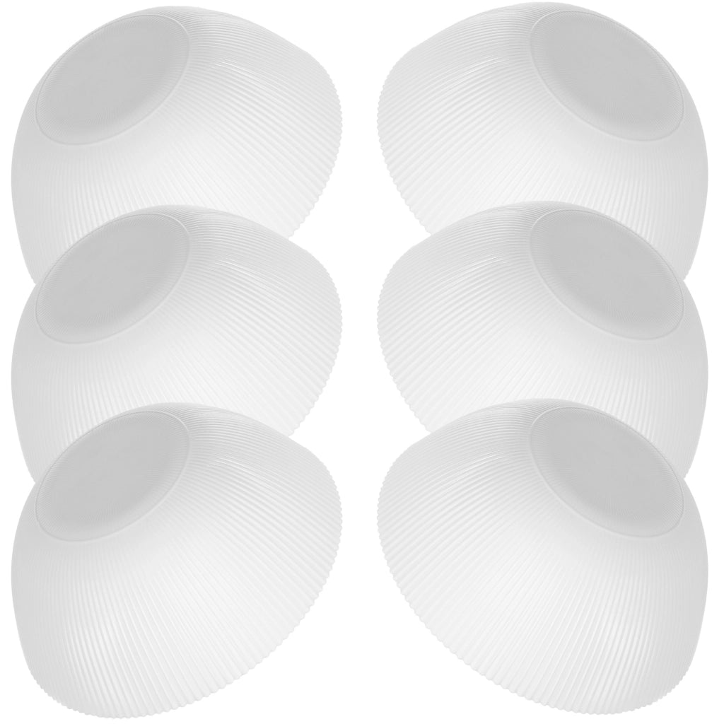 Set di 6 ciotole da insalata KADAX in vetro da 20 cm per zuppe e snack, bianche, scanalate.
