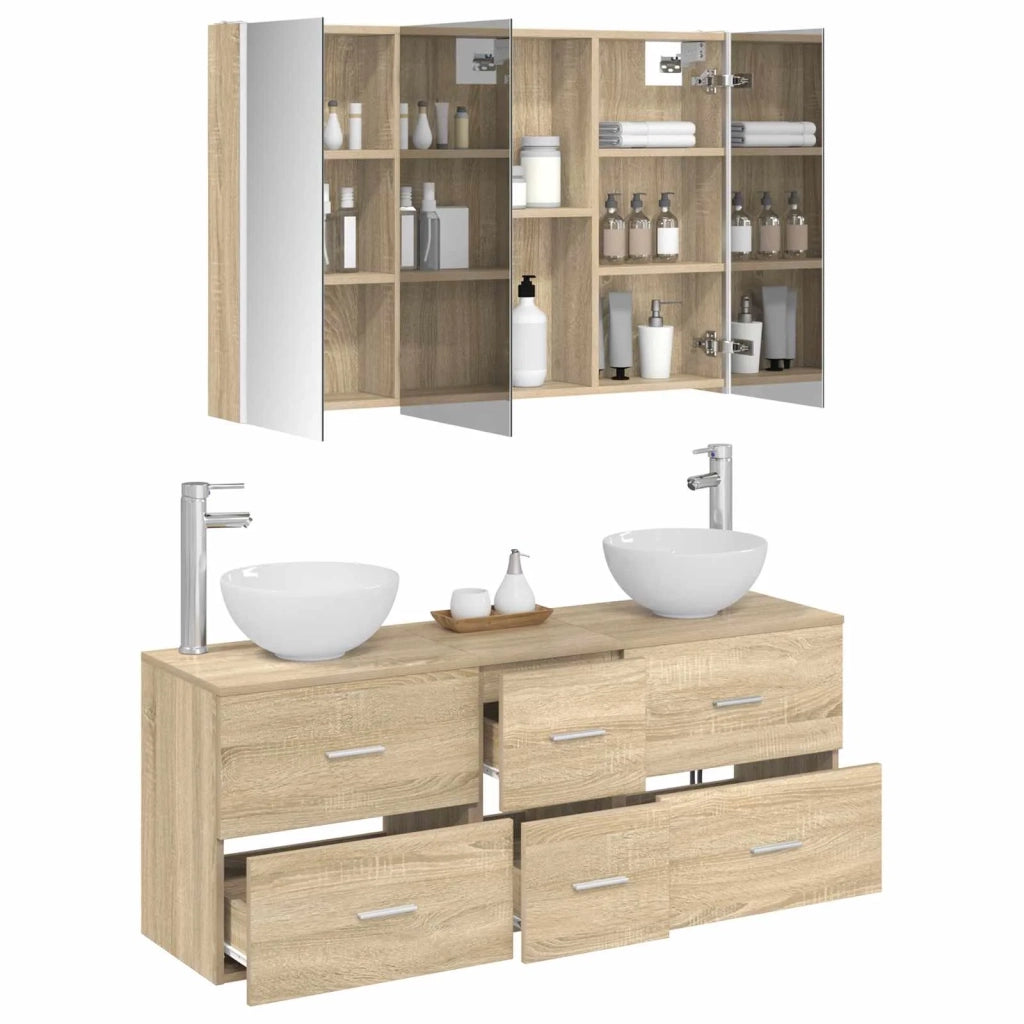 Set di mobili per il bagno 4 pcs Rovere Sonoma 3406705