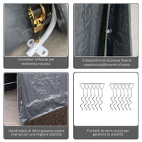 Tendone Garage per Auto Attrezzi 280x240x240 cm in Metallo e Tessuto Polietilene Grigio