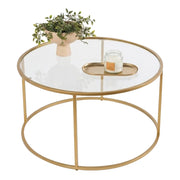Moena, Tavolino da Salotto Forma Rotondo, 80x80x43h cm oro
